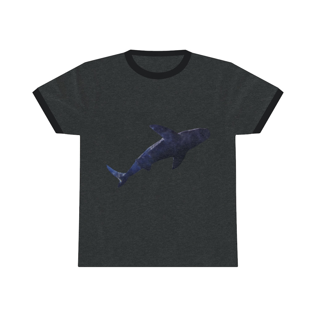 Shark Unisex Ringer Tee showcasing various colors and a classic design, perfect for casual and active wear.