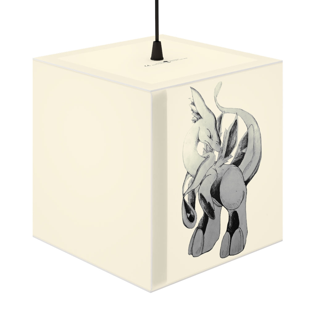 Shimeru Personalized Lamp showcasing unique cube design in a stylish indoor setting.