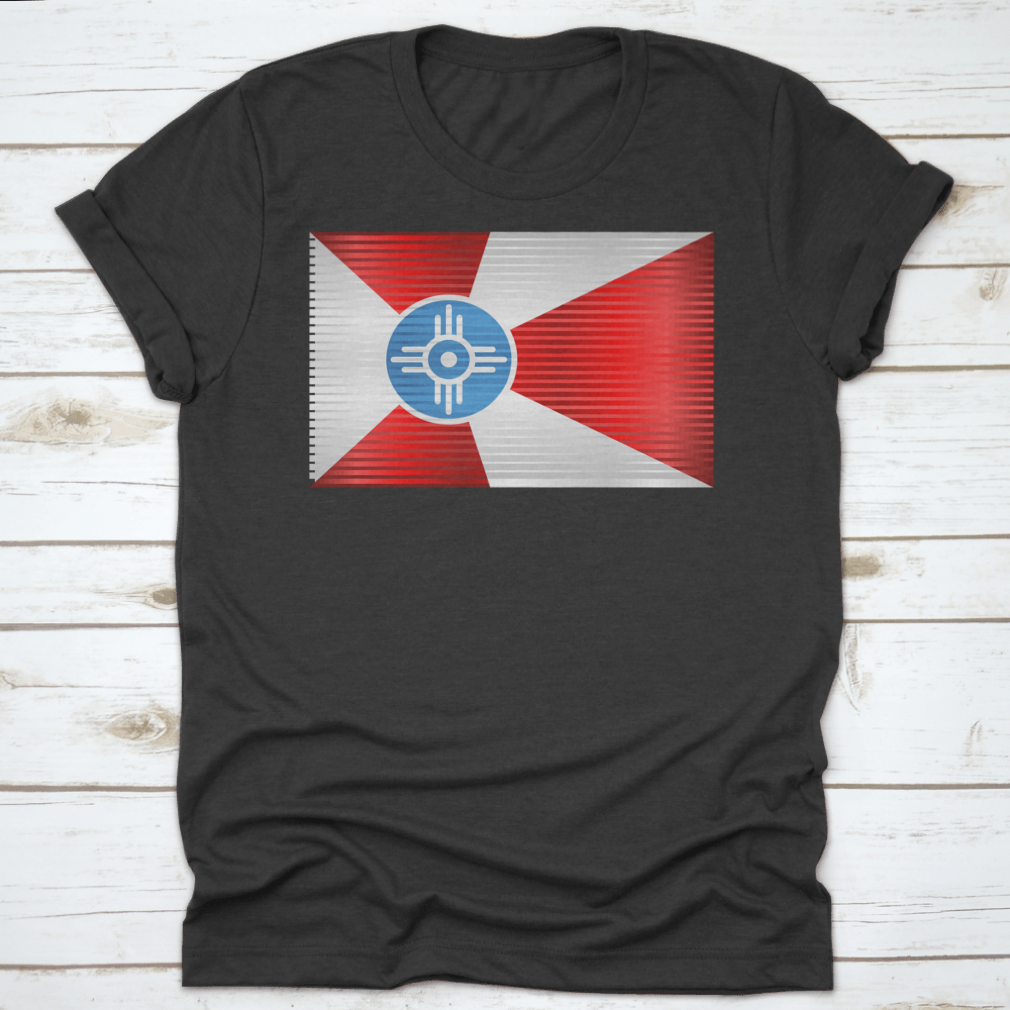 A vibrant Shiny Grunge Flag of Wichita featuring a modern design, made from high-quality cotton fabric.