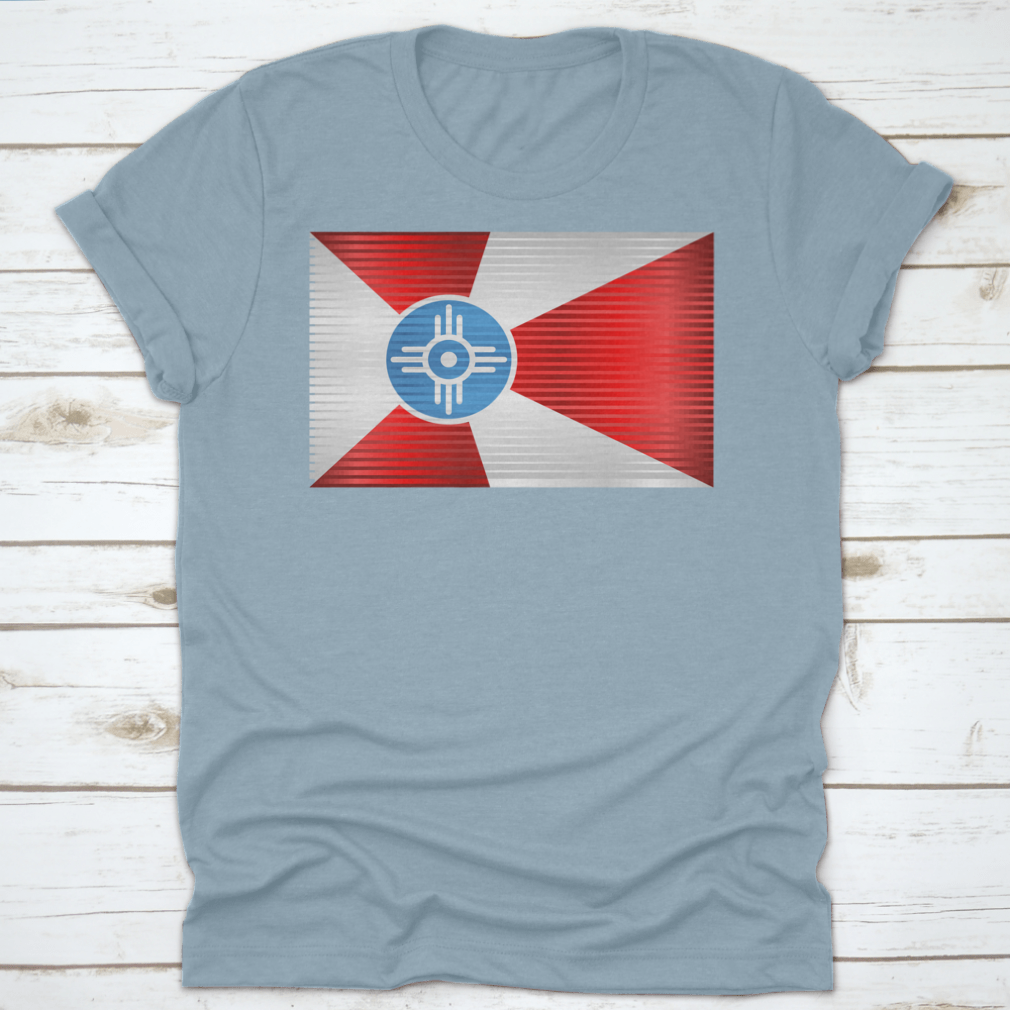 A vibrant Shiny Grunge Flag of Wichita featuring a modern design, made from high-quality cotton fabric.