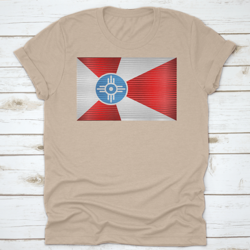 A vibrant Shiny Grunge Flag of Wichita featuring a modern design, made from high-quality cotton fabric.