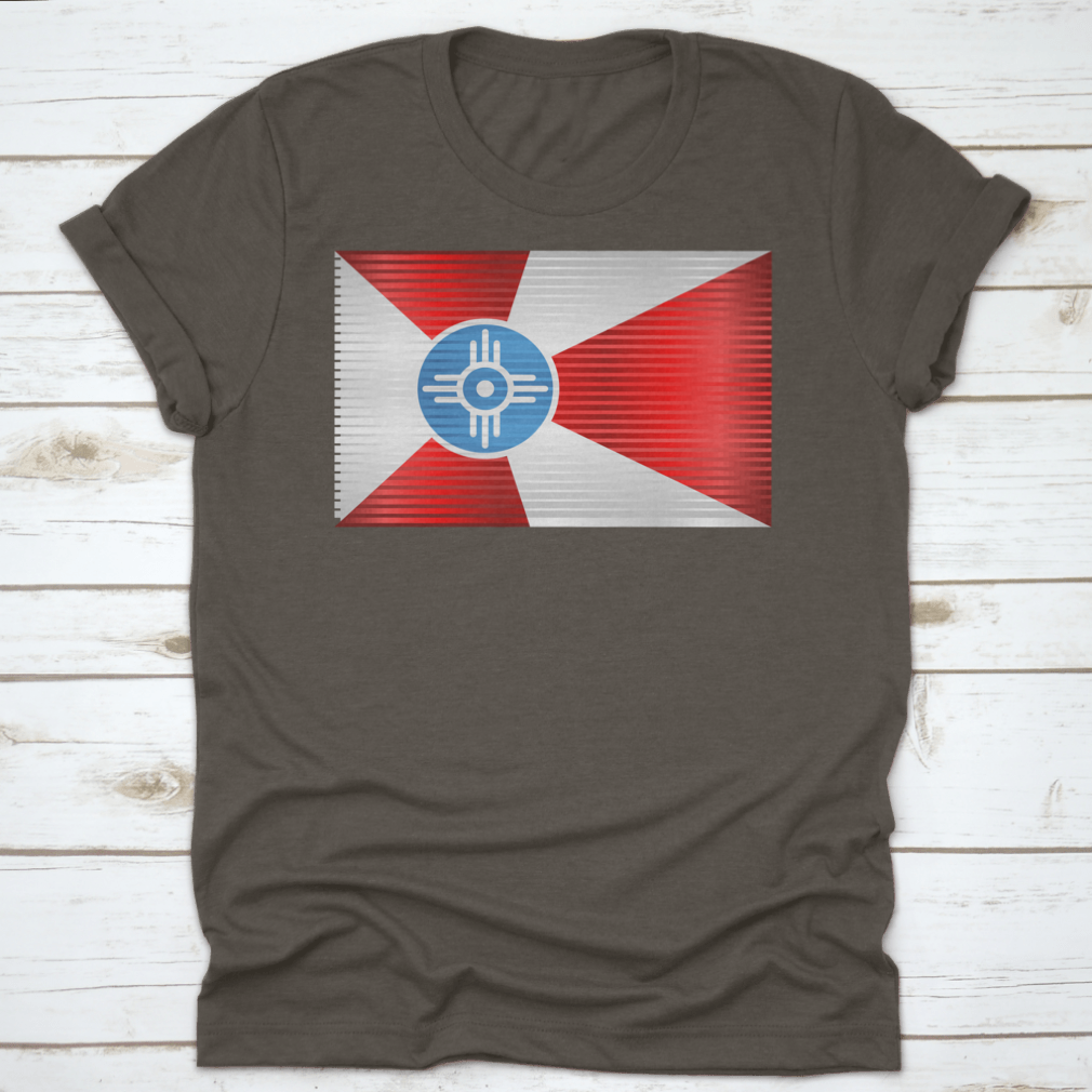 A vibrant Shiny Grunge Flag of Wichita featuring a modern design, made from high-quality cotton fabric.