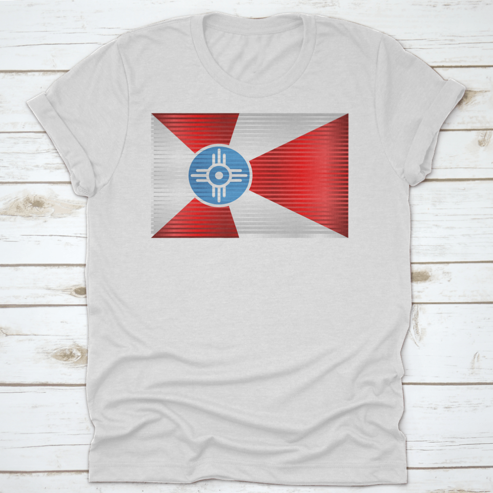 A vibrant Shiny Grunge Flag of Wichita featuring a modern design, made from high-quality cotton fabric.