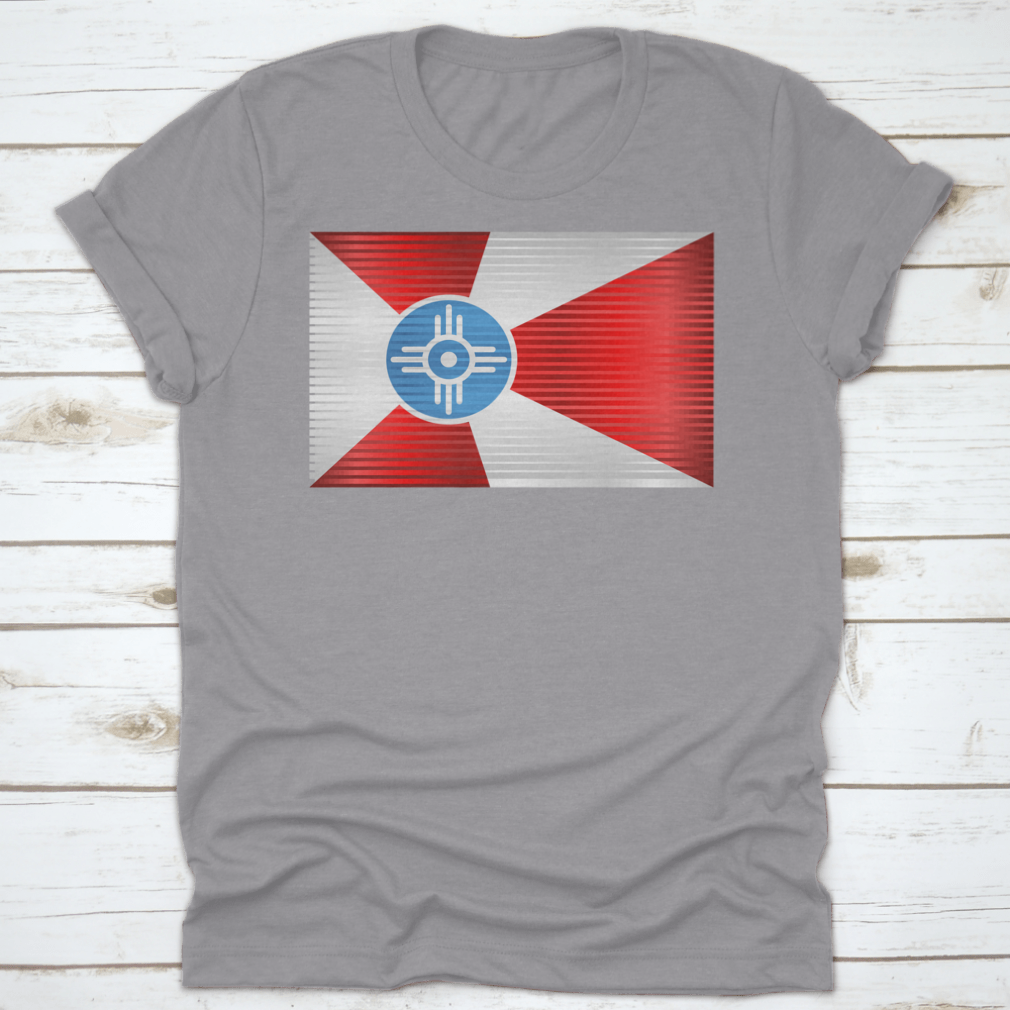 A vibrant Shiny Grunge Flag of Wichita featuring a modern design, made from high-quality cotton fabric.