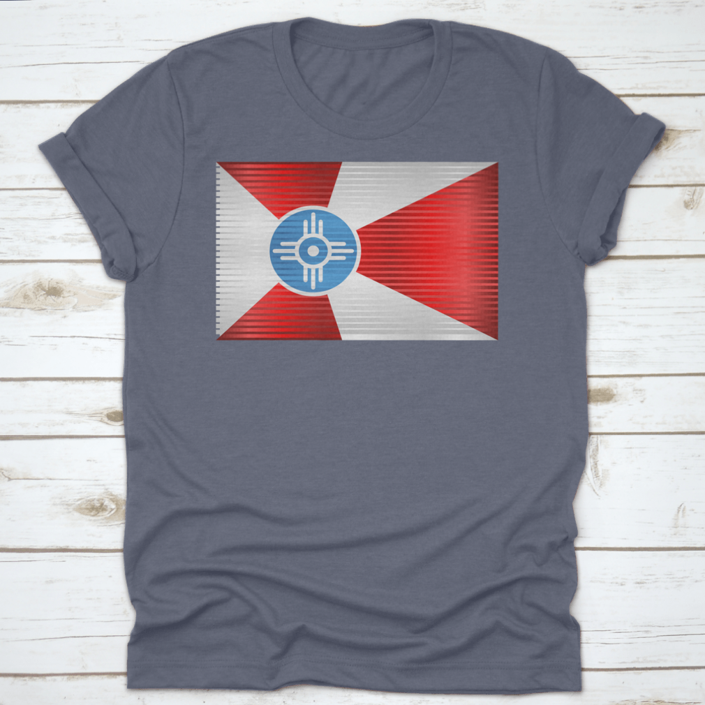 A vibrant Shiny Grunge Flag of Wichita featuring a modern design, made from high-quality cotton fabric.