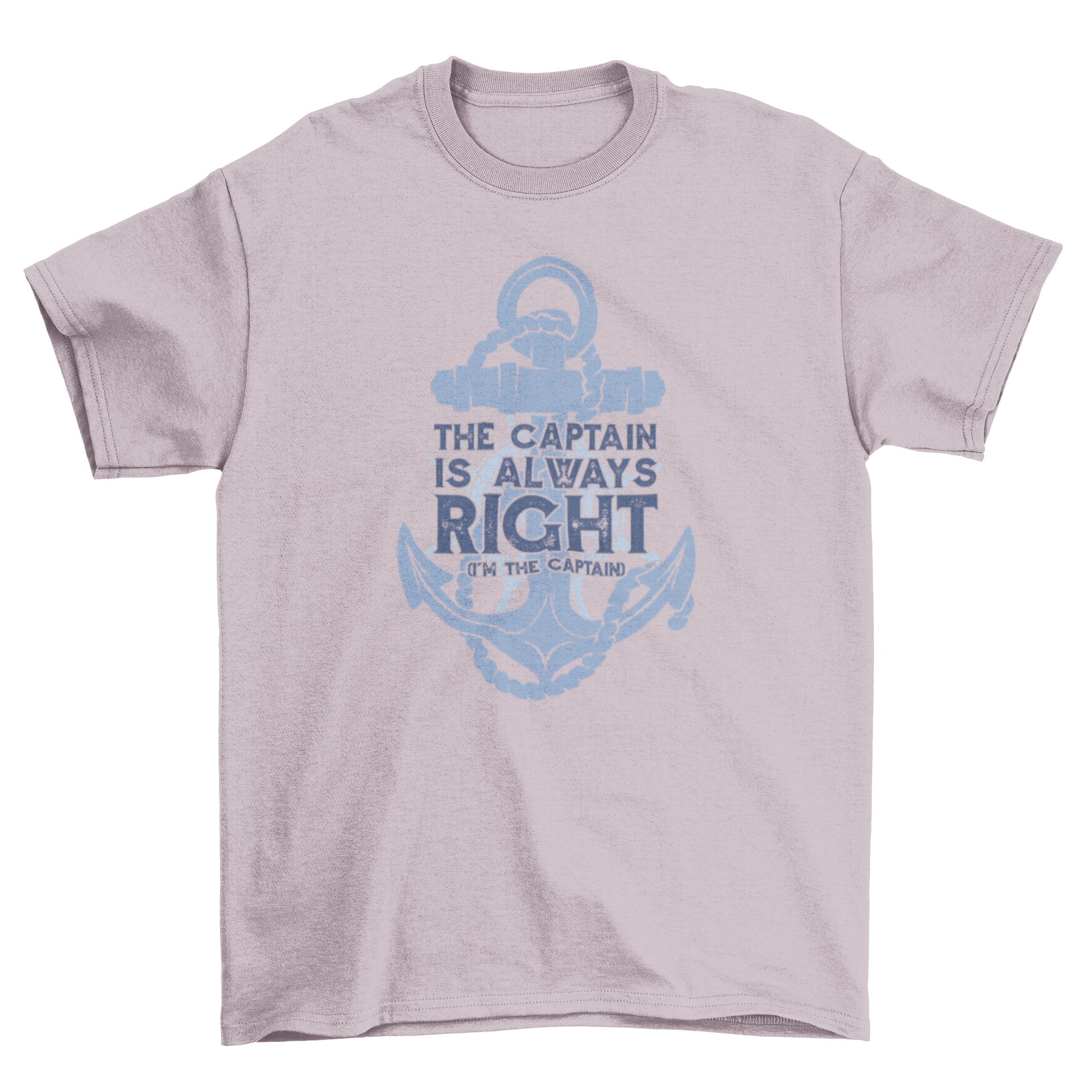 Ship anchor nautical t-shirt featuring an anchor design and the quote 'The captain is always right, I'm the captain'.