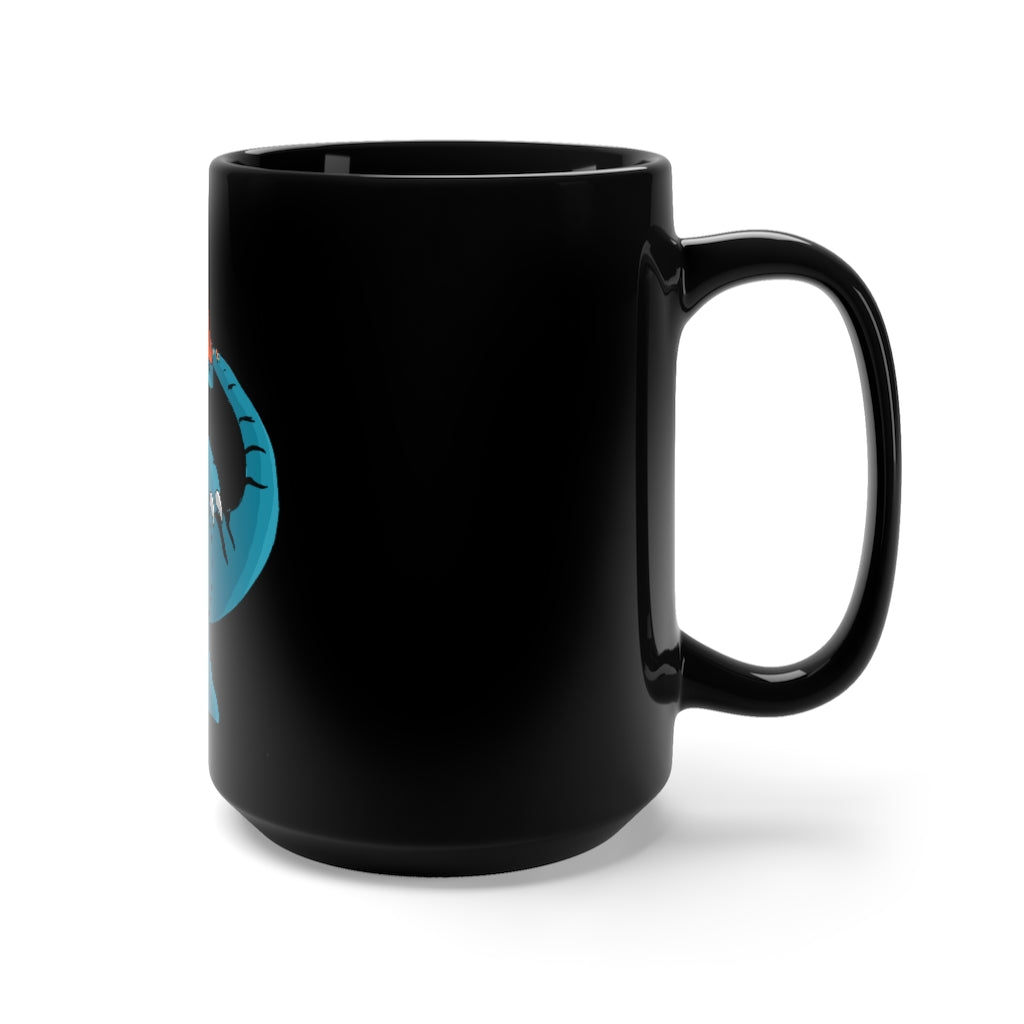 Shirei Black Mug 15oz, a stylish black ceramic mug with rounded corners and a comfortable C-handle, perfect for coffee and tea.