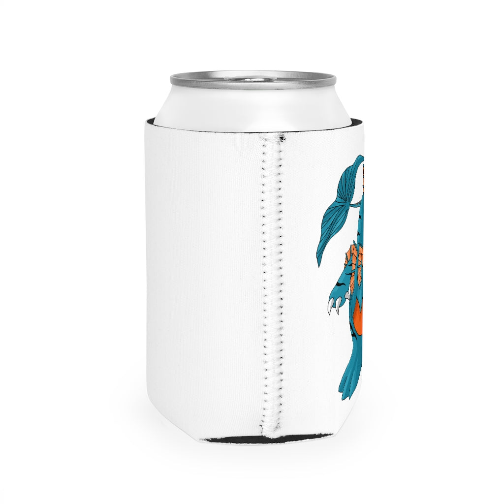 Shirei Can Cooler Sleeve in black neoprene, designed to fit standard 12 oz cans, showcasing its durable and customizable features.