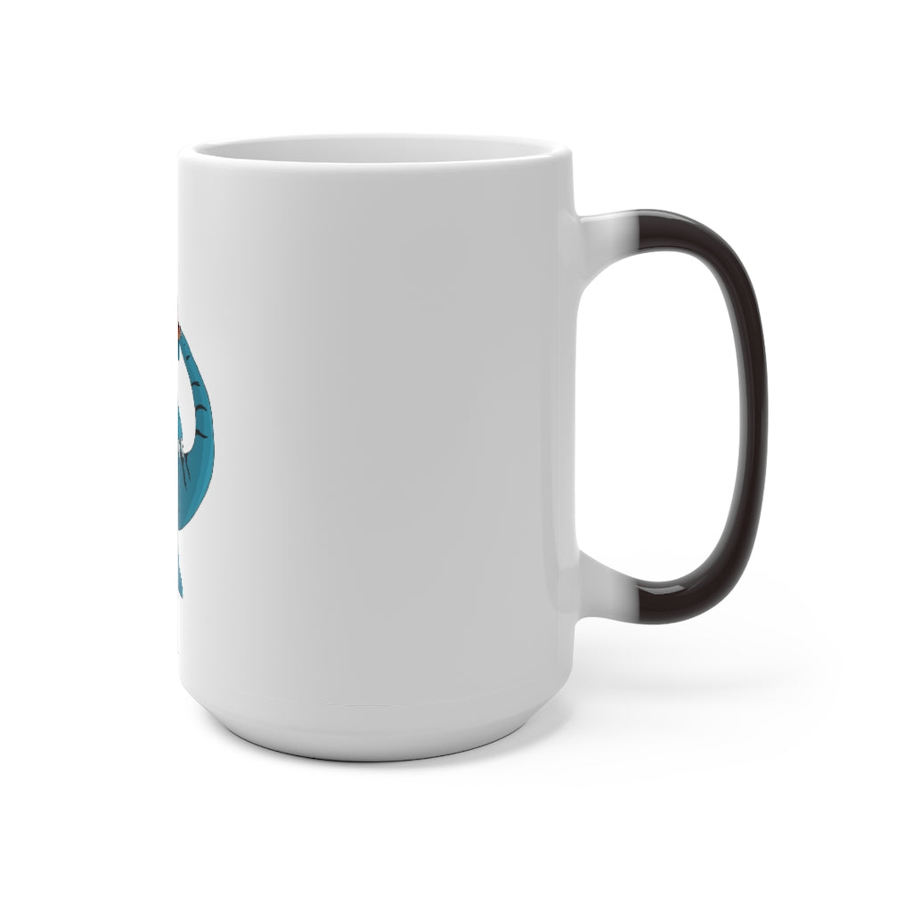 Shirei Color Changing Mug showcasing its vibrant color transformation when filled with hot liquid.