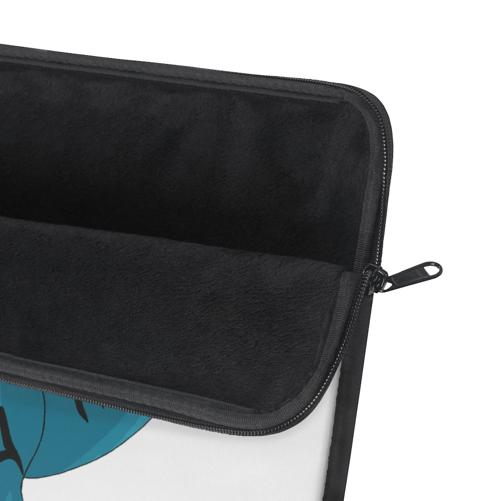 Shirei Laptop Sleeve featuring a stylish print on one side and a black polyester back, designed for protection and elegance.