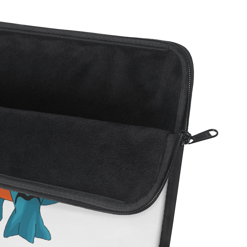 Shirei Laptop Sleeve featuring a stylish print on one side and a black polyester back, designed for protection and elegance.