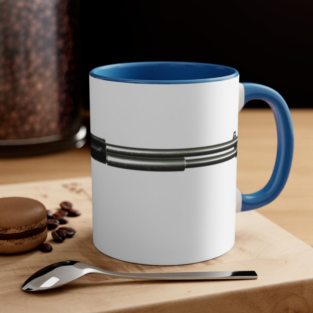 Shotgun Accent Coffee Mug, 11oz with a vibrant two-tone design featuring a colored interior and C-handle.