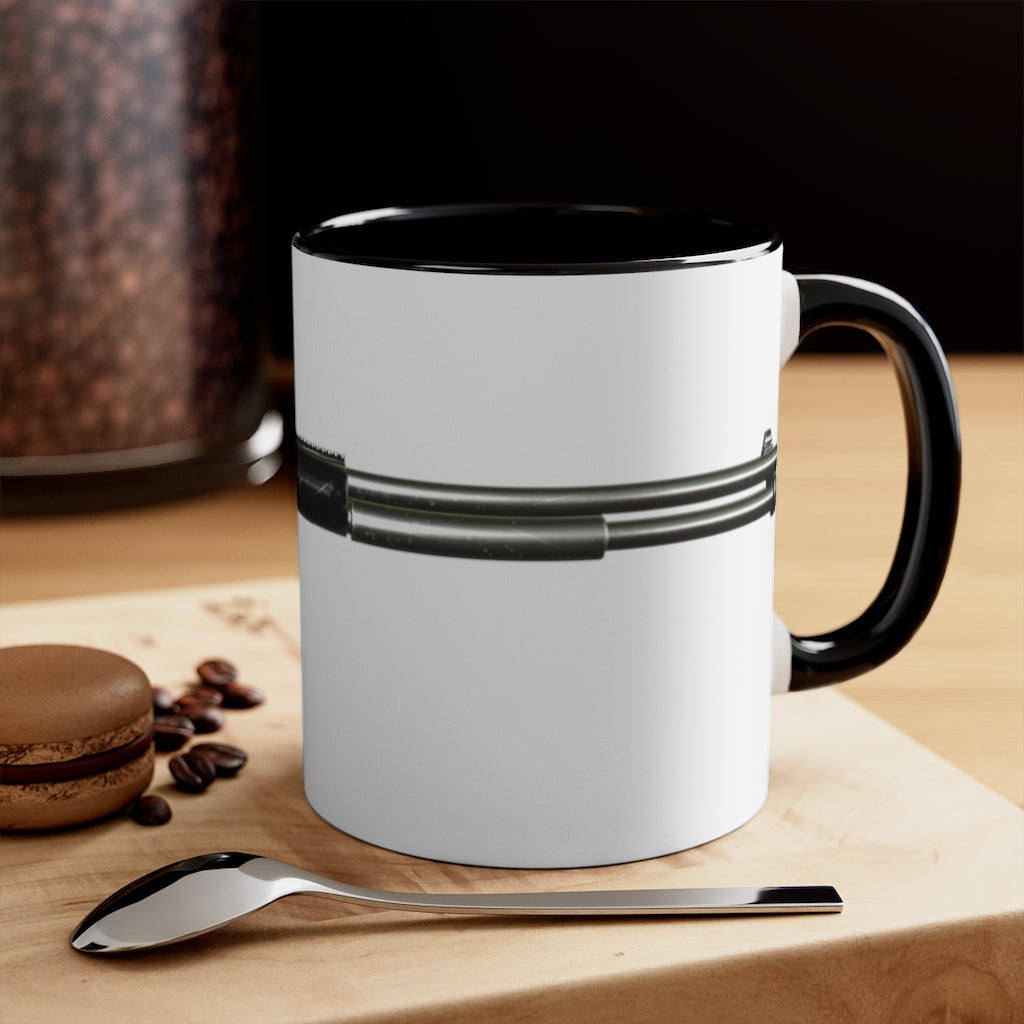 Shotgun Accent Coffee Mug, 11oz with a vibrant two-tone design featuring a colored interior and C-handle.