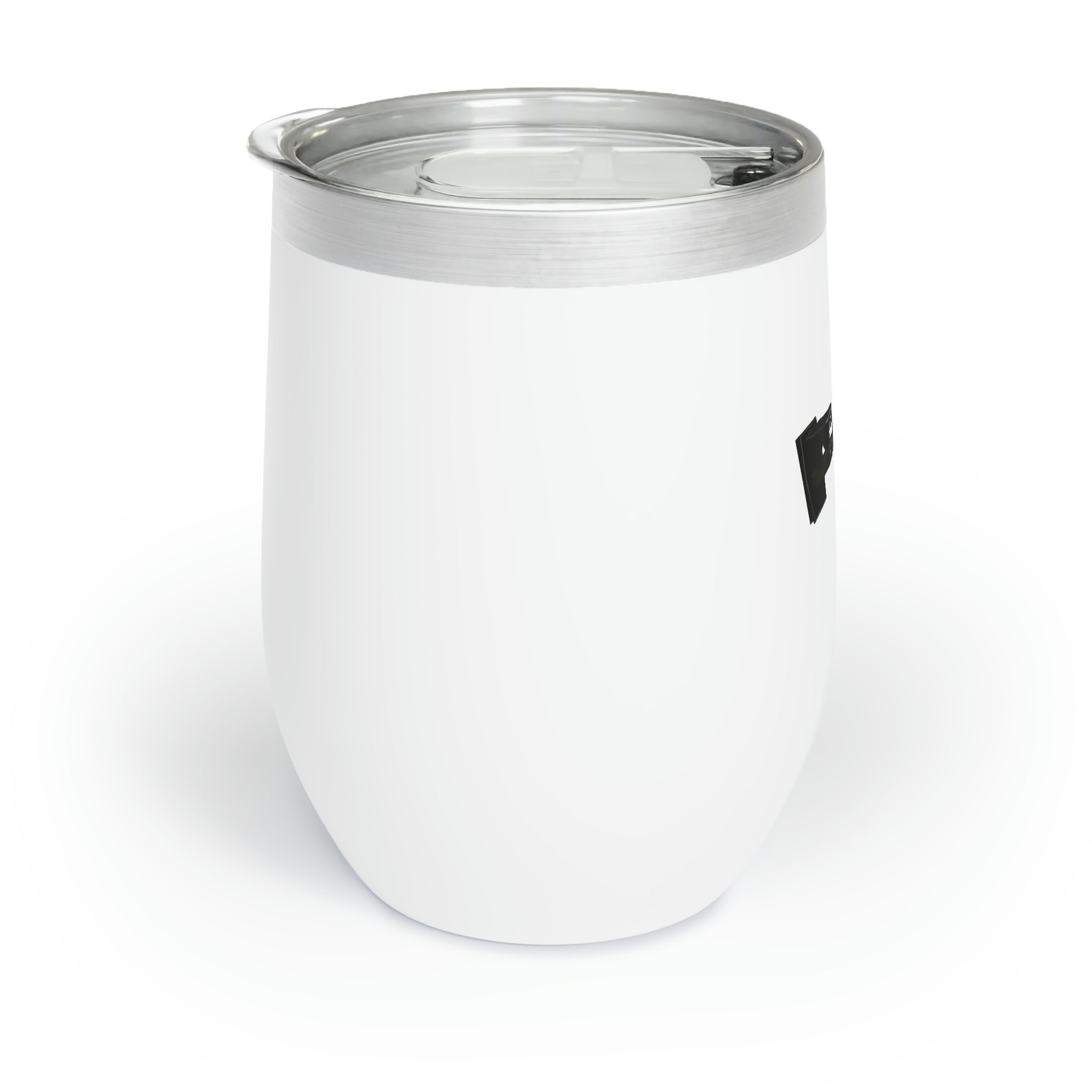 Shotgun Chill Wine Tumbler in stainless steel with a customizable design, showcasing its double-insulated walls and stemless shape.