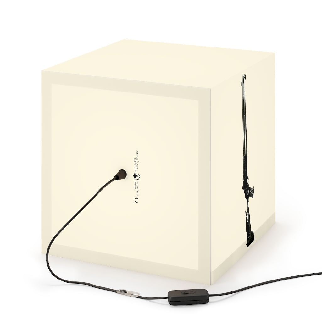 A stylish Shotgun Light Cube Lamp in two sizes, showcasing its unique cube design and soft glow, perfect for home or shop decor.