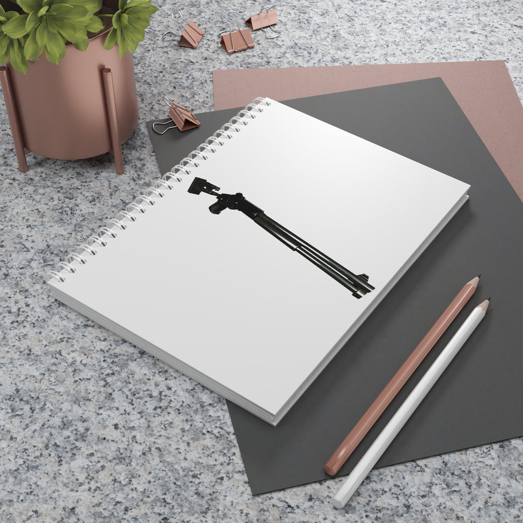 Shotgun Spiral Notebook with customizable covers and wide-ruled pages, featuring a semi-gloss laminated finish.