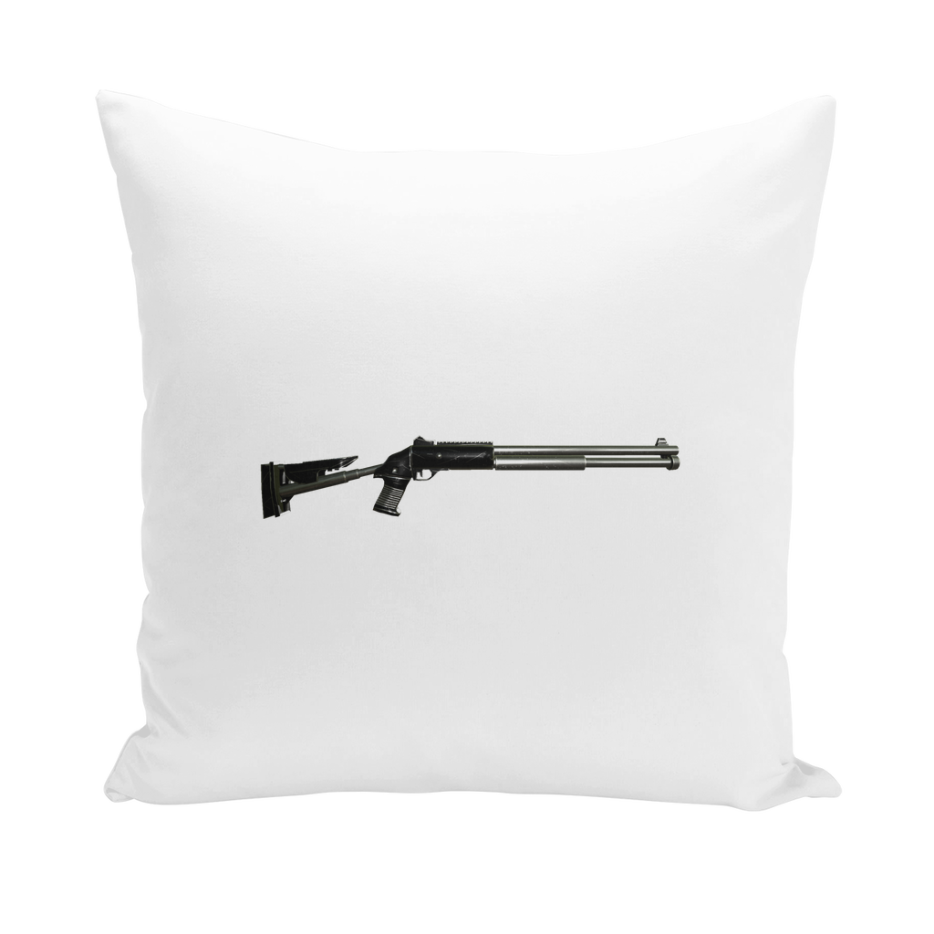 A collection of Shotgun Throw Pillows in various styles including linen, canvas, and suede, showcasing their unique textures and colors.