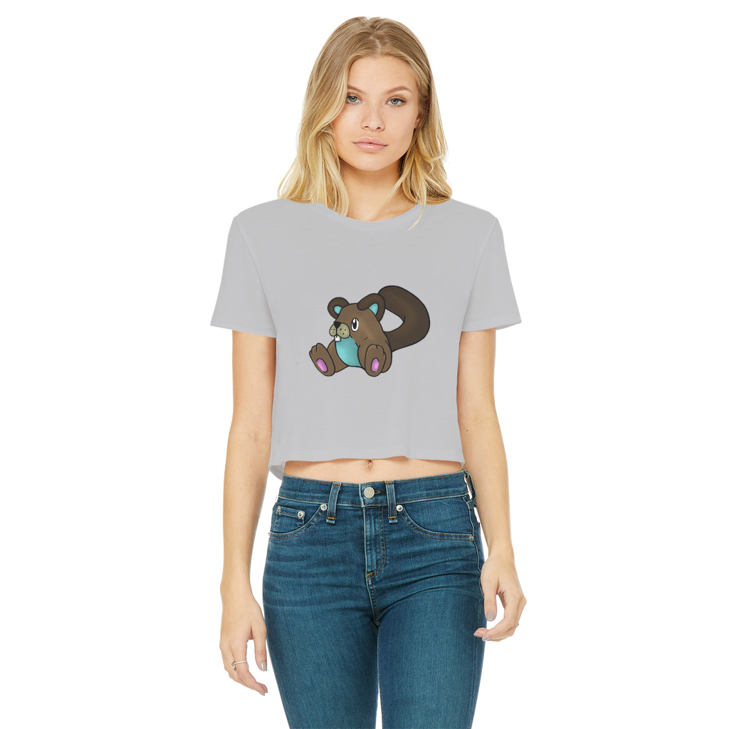 Showchu Classic Women's Cropped Raw Edge T-Shirt featuring a round neck, short sleeves, and a raw edge cut hem in various colors.