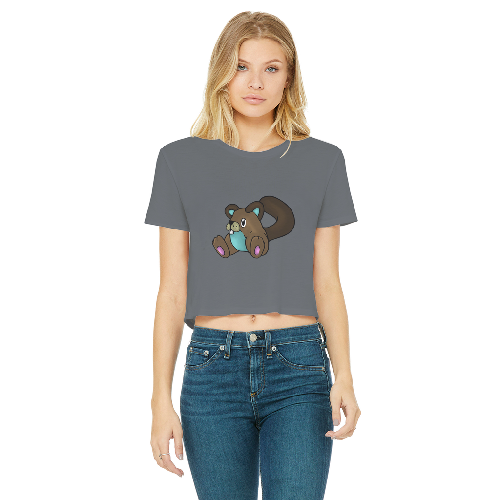 Showchu Classic Women's Cropped Raw Edge T-Shirt featuring a round neck, short sleeves, and a raw edge cut hem in various colors.