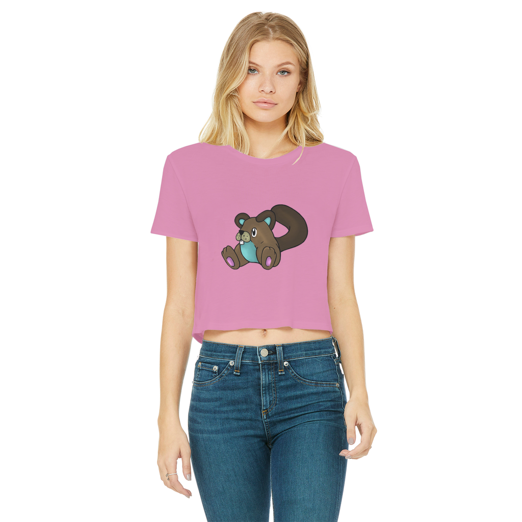 Showchu Classic Women's Cropped Raw Edge T-Shirt featuring a round neck, short sleeves, and a raw edge cut hem in various colors.