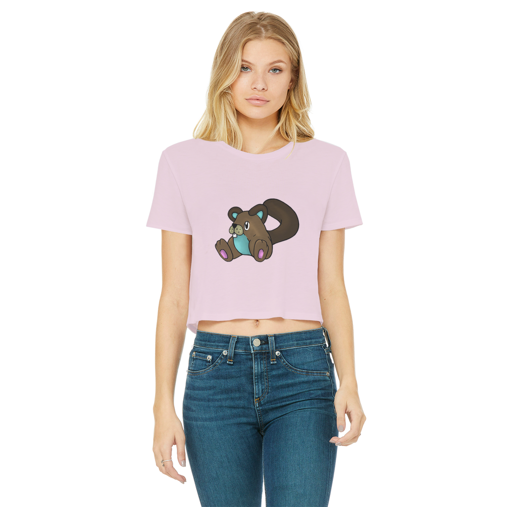 Showchu Classic Women's Cropped Raw Edge T-Shirt featuring a round neck, short sleeves, and a raw edge cut hem in various colors.