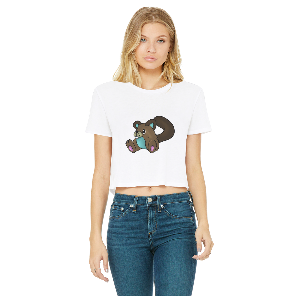 Showchu Classic Women's Cropped Raw Edge T-Shirt featuring a round neck, short sleeves, and a raw edge cut hem in various colors.