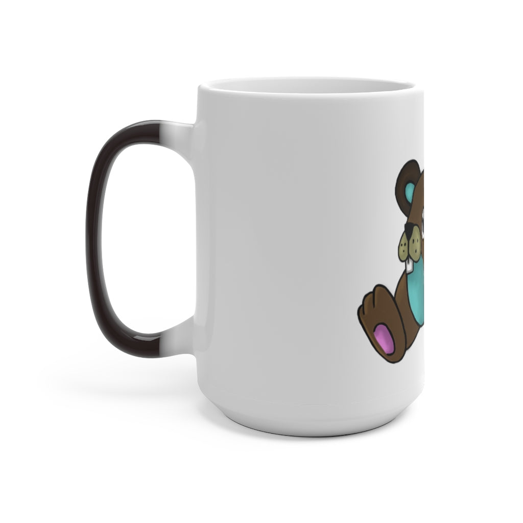 Showchu Color Changing Mug in white ceramic, showcasing vibrant colors as it changes with hot liquids.