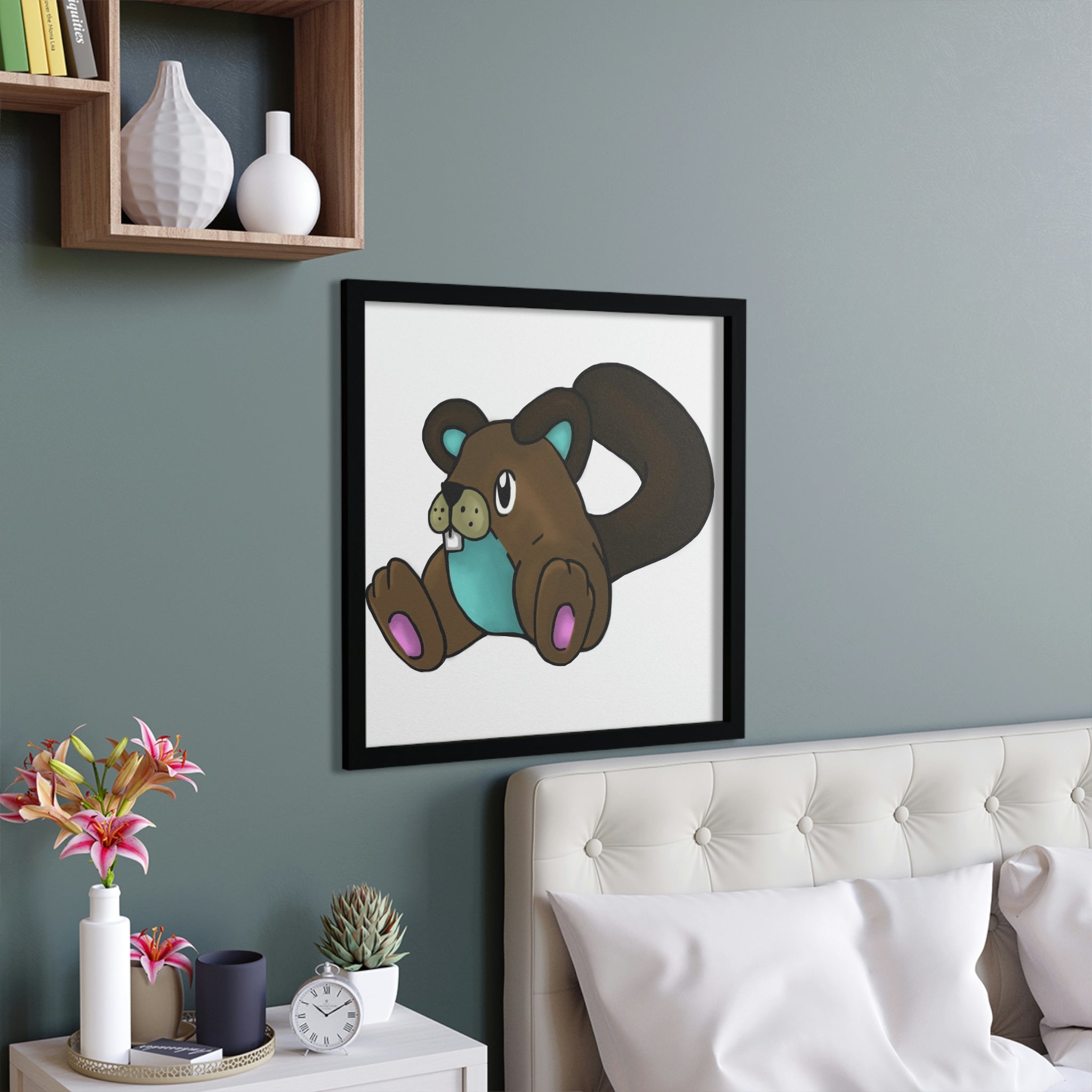 Showchu Framed Poster featuring a hand-crafted wooden frame and customizable design, perfect for home decor.