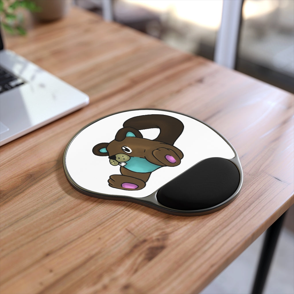 Showchu Mouse Pad with ergonomic Memory Foam wrist rest and customizable neoprene insert, featuring a foot-shaped black plastic base.