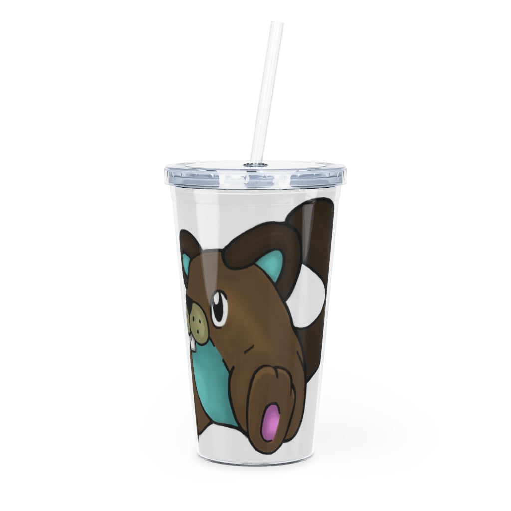 Showchu Plastic Tumbler with Straw, featuring a customizable design, lid, and reusable straw, perfect for events and gatherings.