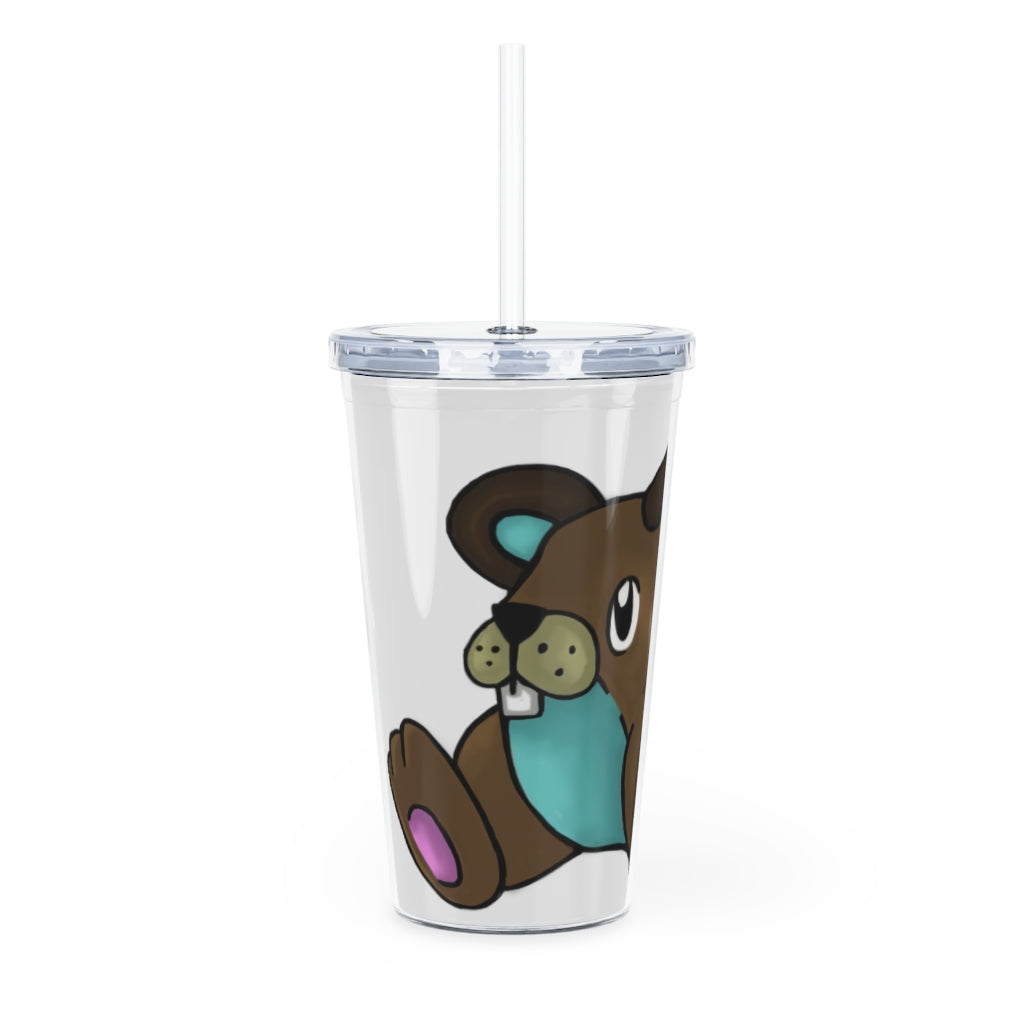 Showchu Plastic Tumbler with Straw, featuring a customizable design, lid, and reusable straw, perfect for events and gatherings.