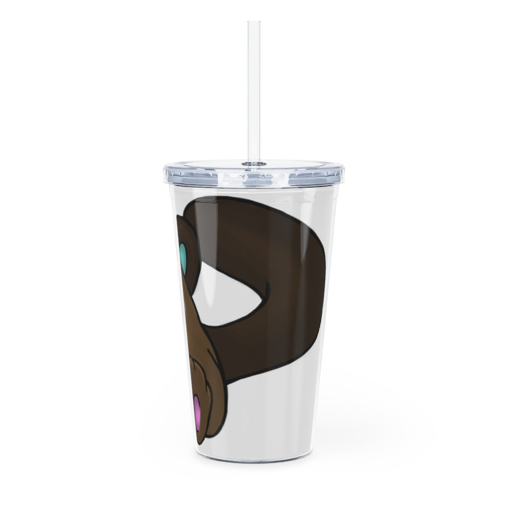 Showchu Plastic Tumbler with Straw, featuring a customizable design, lid, and reusable straw, perfect for events and gatherings.