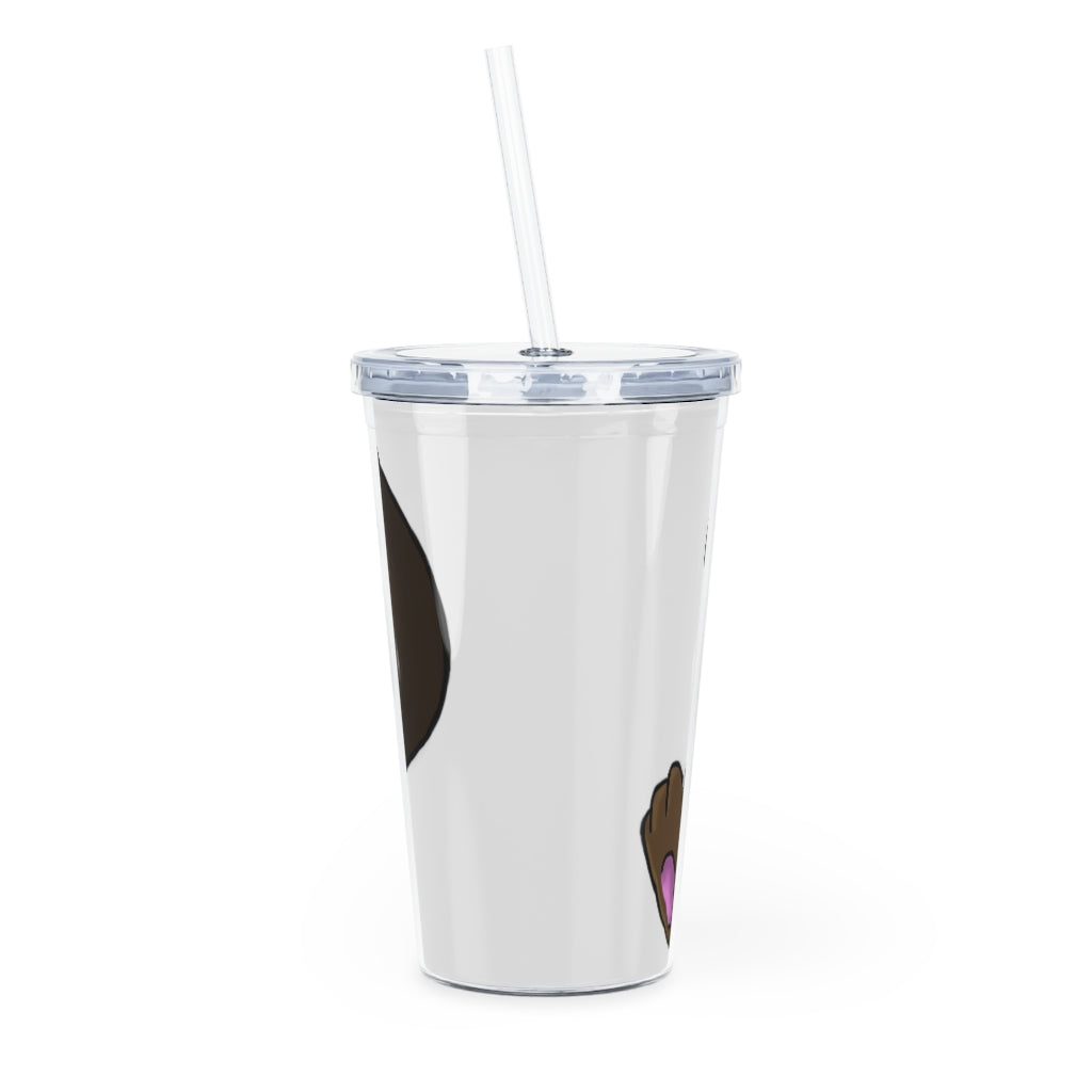 Showchu Plastic Tumbler with Straw, featuring a customizable design, lid, and reusable straw, perfect for events and gatherings.