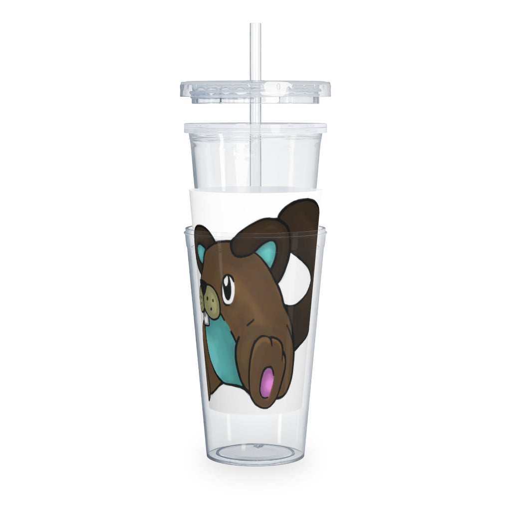 Showchu Plastic Tumbler with Straw, featuring a customizable design, lid, and reusable straw, perfect for events and gatherings.