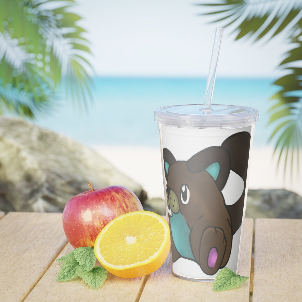 Showchu Plastic Tumbler with Straw, featuring a customizable design, lid, and reusable straw, perfect for events and gatherings.