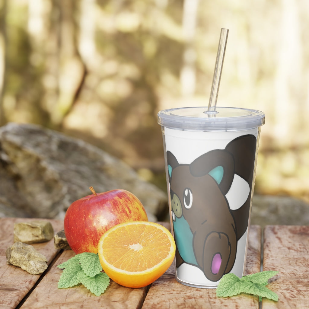 Showchu Plastic Tumbler with Straw, featuring a customizable design, lid, and reusable straw, perfect for events and gatherings.