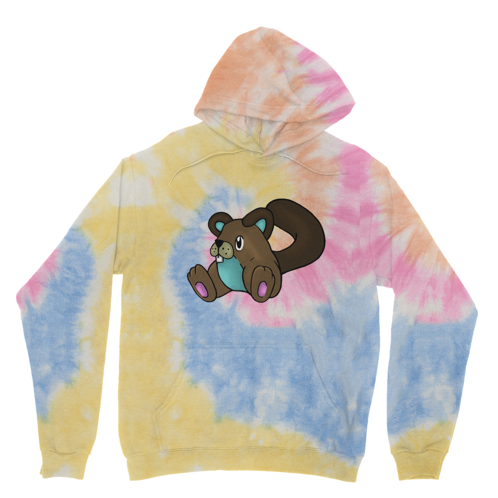 Showchu Tie Dye Hoodie featuring a unique tie dye pattern, brushed back fleece, and a kangaroo pouch pocket.