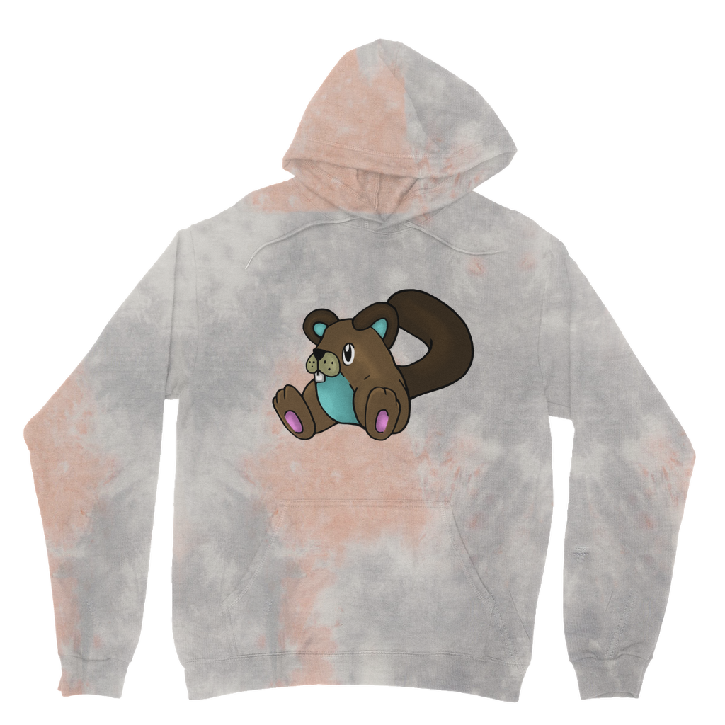 Showchu Tie Dye Hoodie featuring a unique tie dye pattern, brushed back fleece, and a kangaroo pouch pocket.