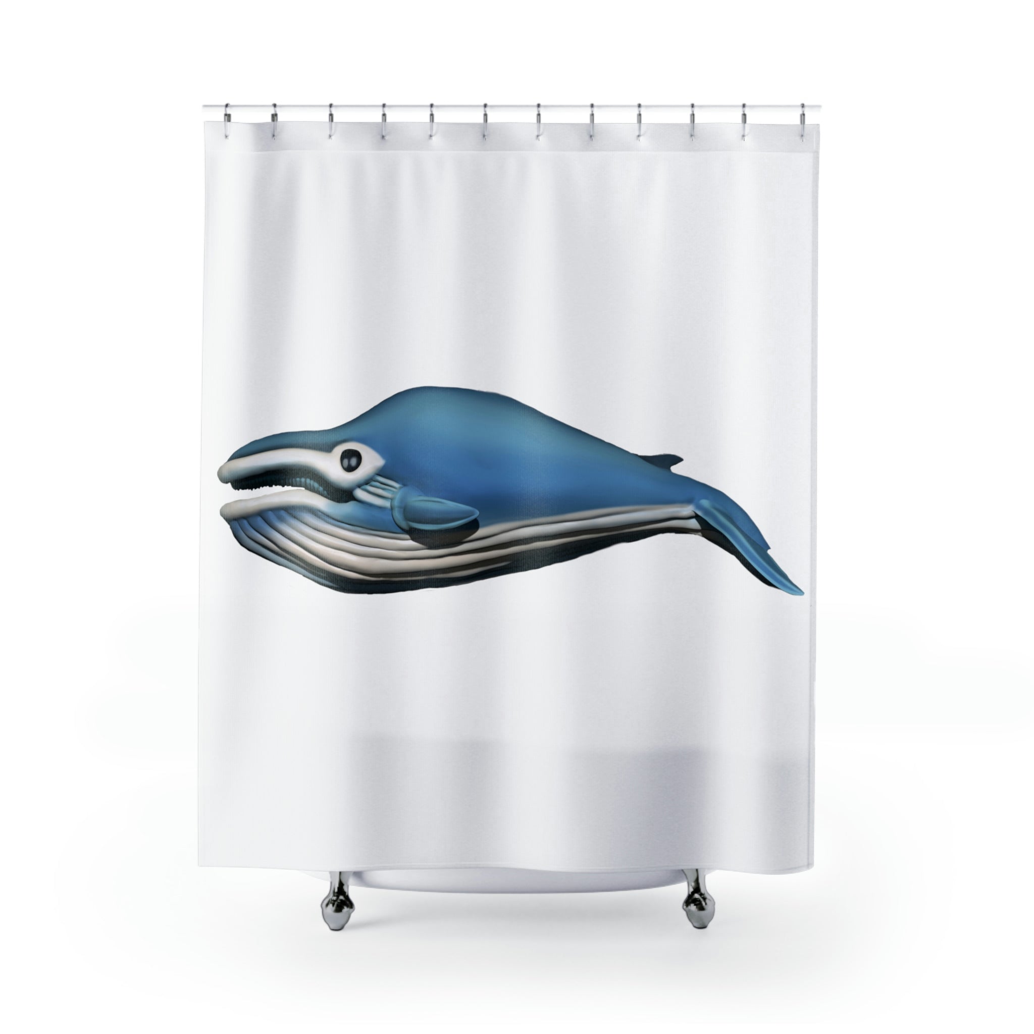 A vibrant polyester shower curtain featuring unique designs, showcasing its durability and one-sided print quality.