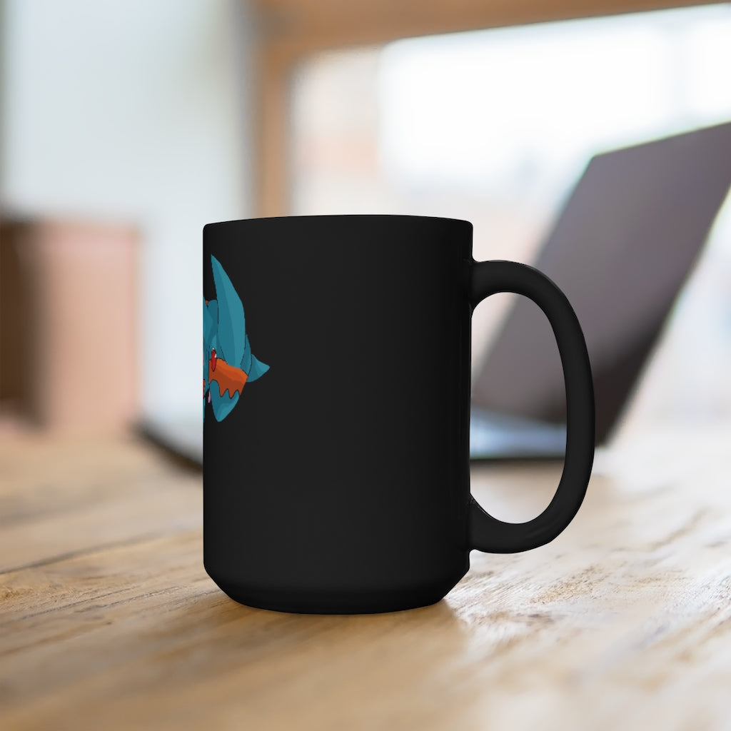 Shrei Black Mug 15oz, a stylish black ceramic mug with a C-handle, perfect for coffee and tea lovers.