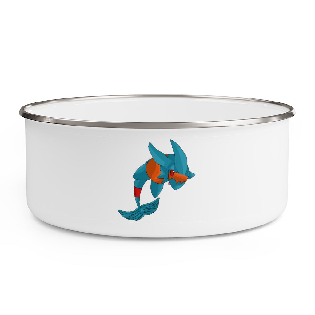 Shrei Enamel Bowl made of stainless steel with a translucent plastic lid, featuring an anti-slip backing, available in three sizes.