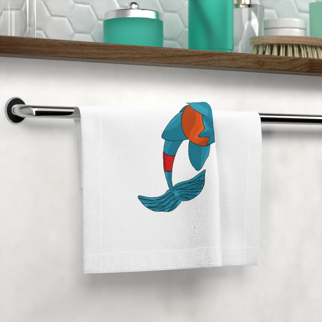 Shrei Face Towel featuring a customizable polyester front and soft cotton back, ideal for personal designs.