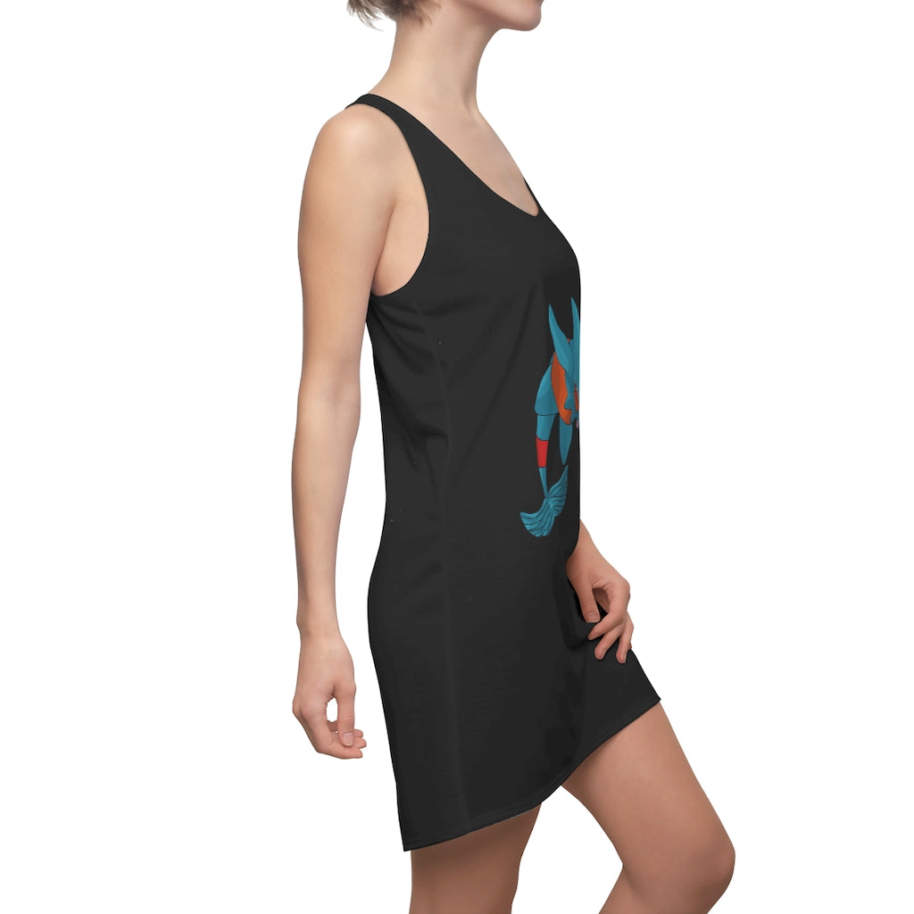 Shrei Women's Cut & Sew Racerback Dress showcasing a stylish and feminine design with a sporty fit, made from lightweight polyester fabric.