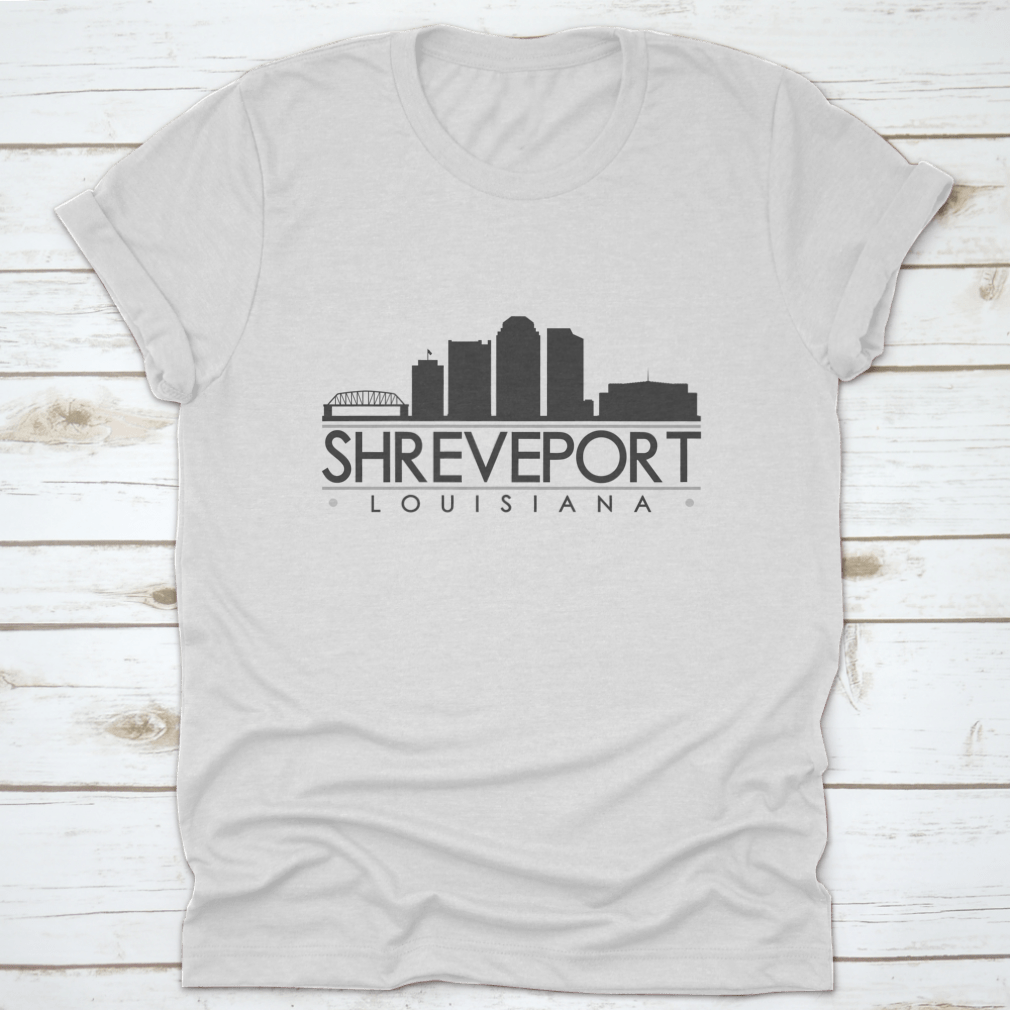 Shreveport, Louisiana skyline silhouette design in a stylish vector format, showcasing iconic buildings and structures.