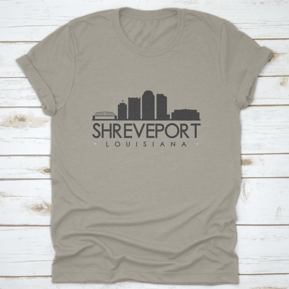 Shreveport, Louisiana skyline silhouette design in a stylish vector format, showcasing iconic buildings and structures.