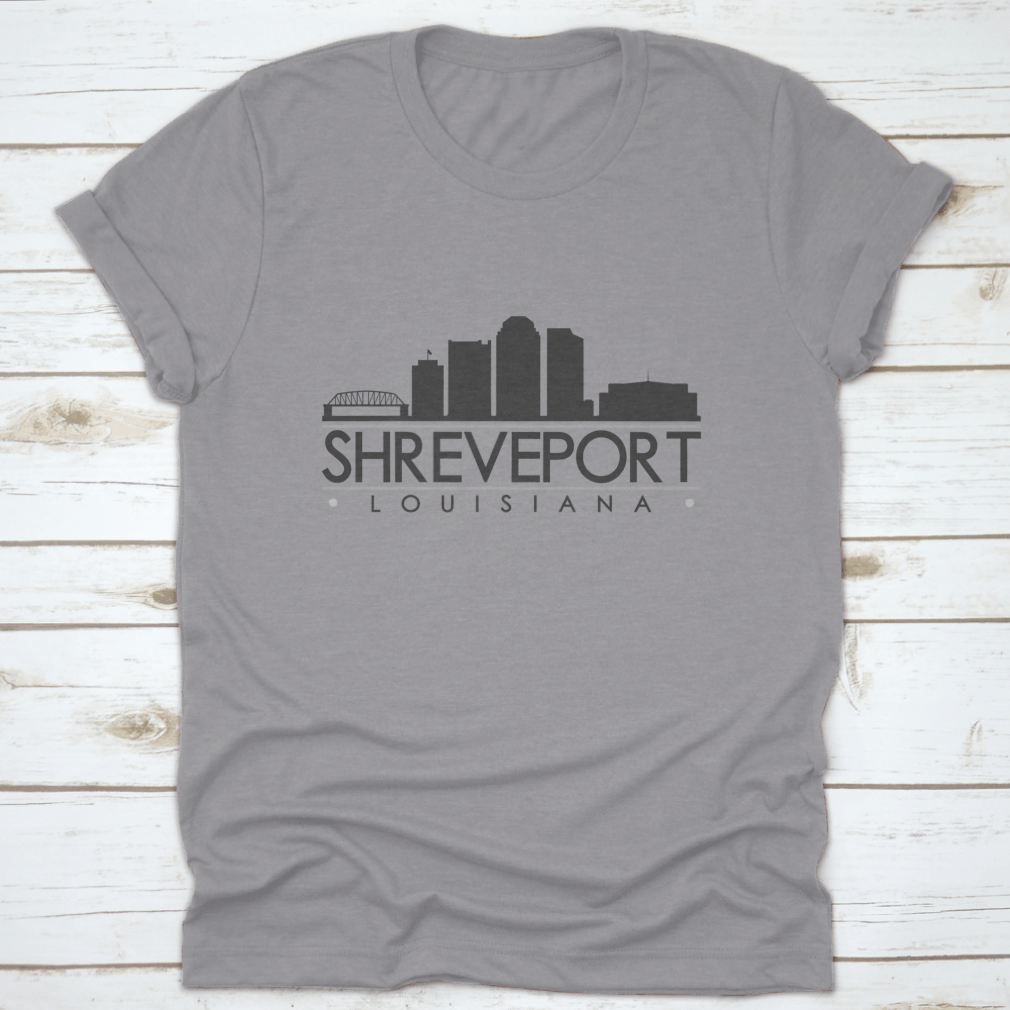 Shreveport, Louisiana skyline silhouette design in a stylish vector format, showcasing iconic buildings and structures.