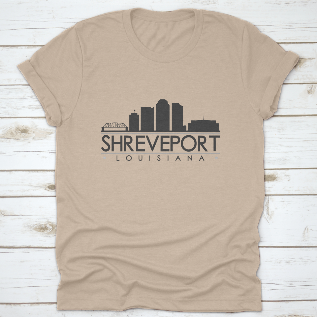 Shreveport, Louisiana skyline silhouette design in a stylish vector format, showcasing iconic buildings and structures.