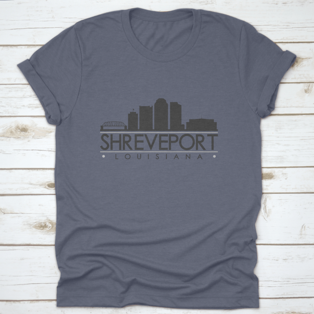 Shreveport, Louisiana skyline silhouette design in a stylish vector format, showcasing iconic buildings and structures.