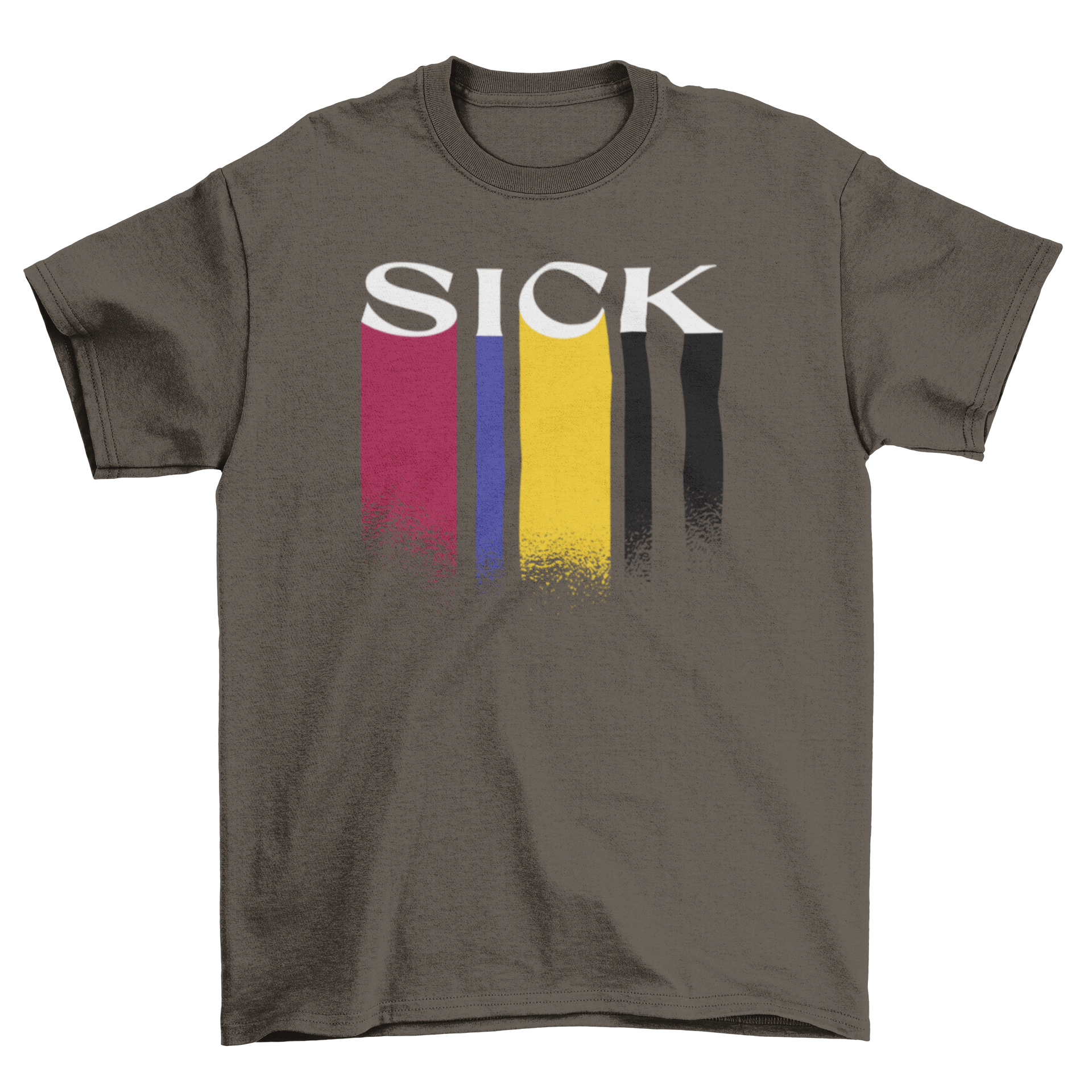 A stylish flat t-shirt featuring the word 'Sick' in a modern design, perfect for casual wear.