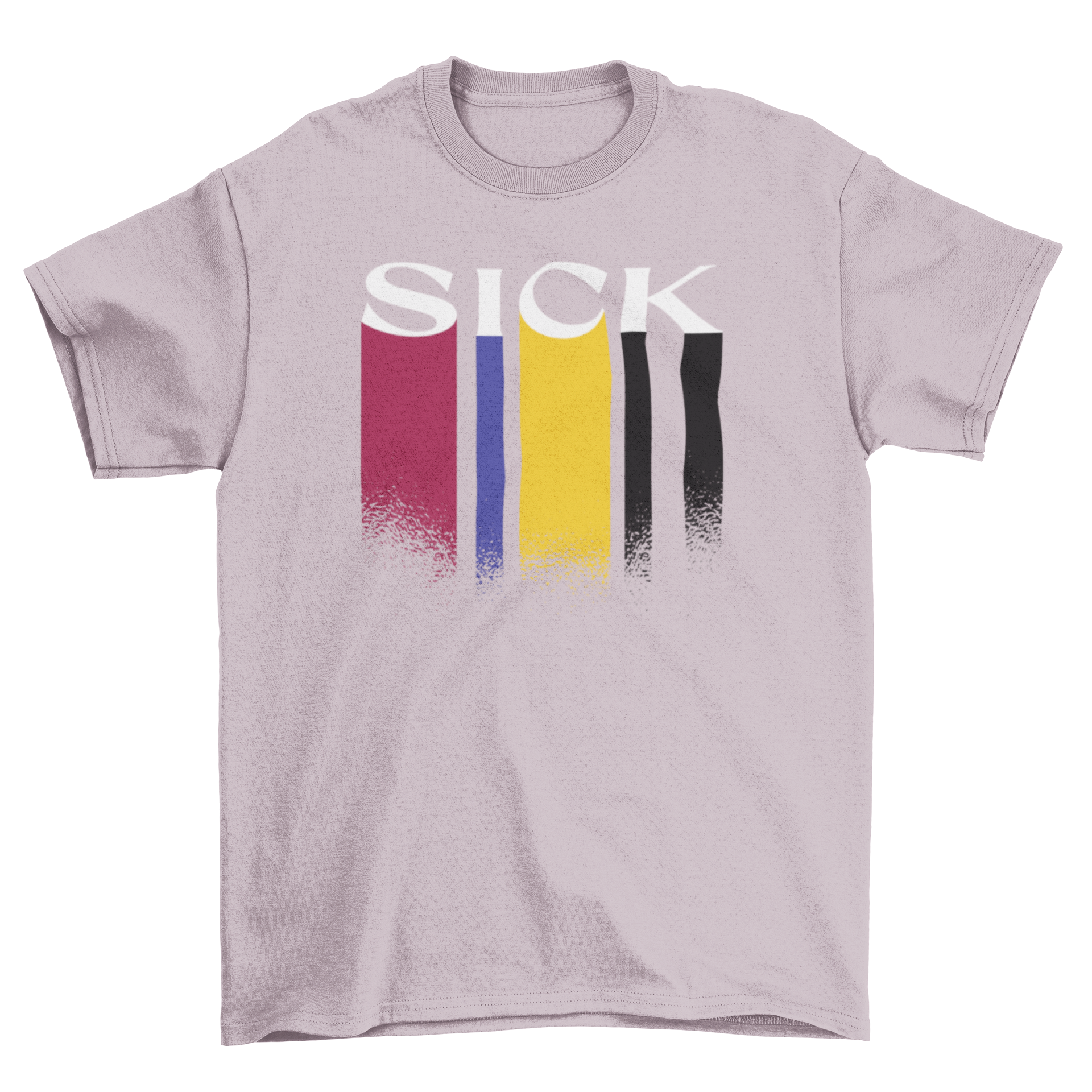 A stylish flat t-shirt featuring the word 'Sick' in a modern design, perfect for casual wear.